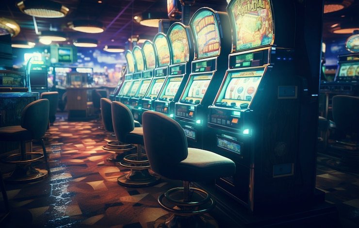 Studio live dealer Money Train dengan meja profesional dan pencahayaan HD